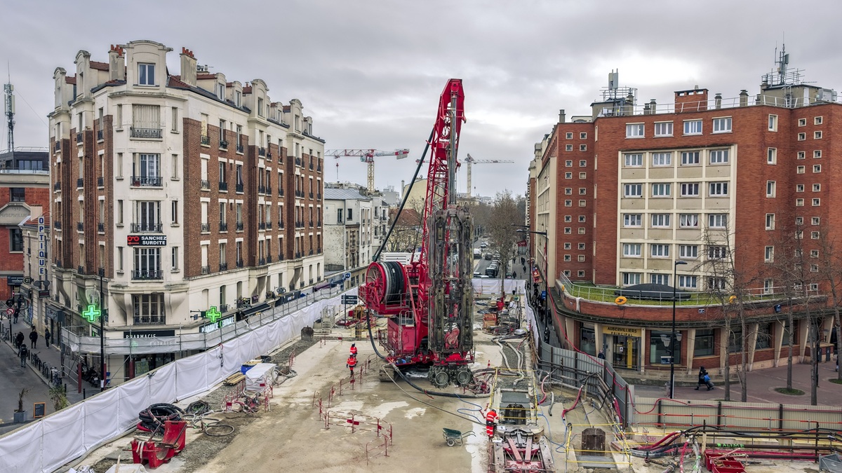 Ligne 15 Nord, IRIS Vue aérienne du chantier Port 2000 Le Havre